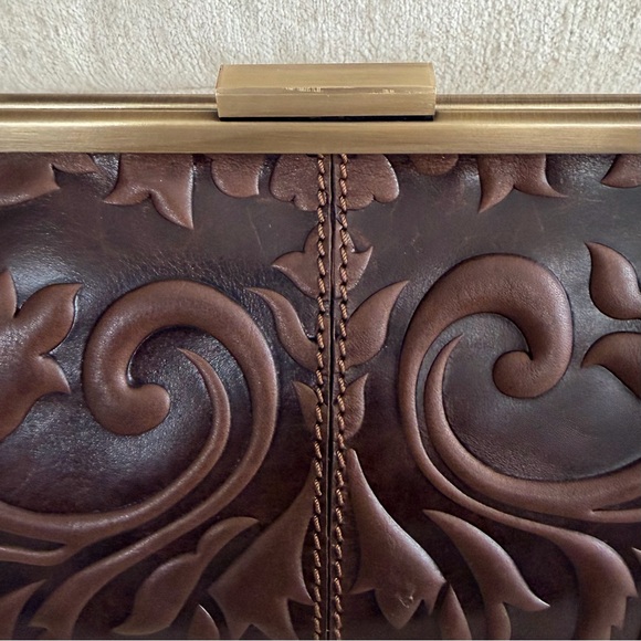 Gianni Conti Brown Embossed Leather Satchel Bag - Picture 14 of 14